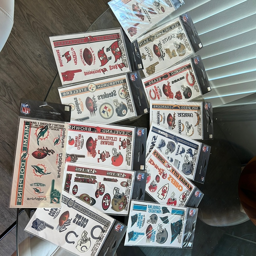 NFL tattoos, price for 4 pieces